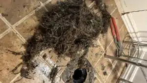 debris - clogged drain - drain cleaning